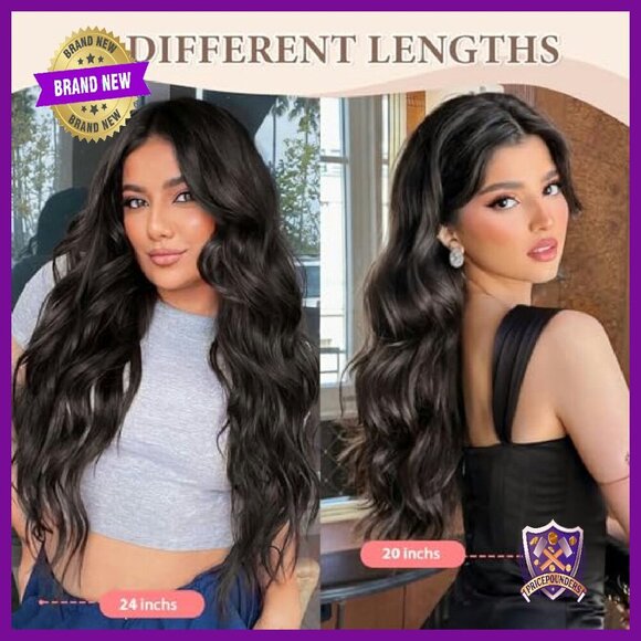 20-Inch Synthetic Clip-In Hair Extensions, 6-Piece Set, Heat-Friendly main image 6
